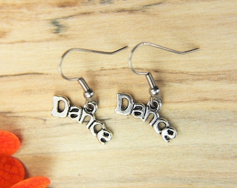 Dance Earrings Silver Dance Charm Earrings Dance Jewelry  Dance Gifts Dance Charm Dance Team Gift Dance Pendant Personalized