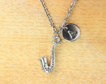 Silver Saxophone Charm Necklace Saxophone  Necklace Saxophone  Gift  Music Gift Music Instrument Charm Personalized Gift Music Teacher Gift