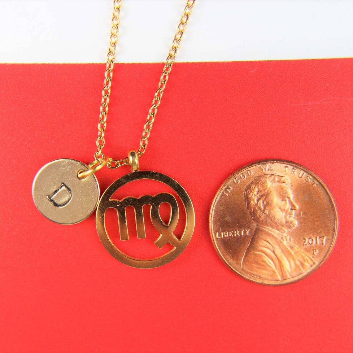 Gold Virgo Charm Necklace Virgo Sign of Zodiac Necklace Etsy