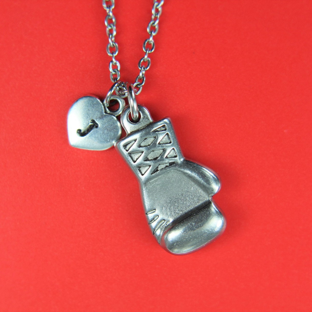 Silver Boxing Gloves Charm Necklace Boxing Gloves Necklace Etsy