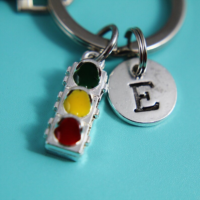 Silver Traffic Light Charm Key chain Traffic Light Key Etsy