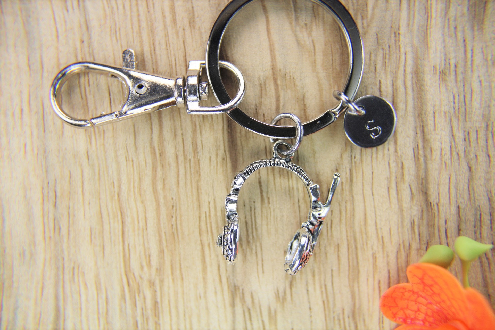 Silver Headphone Charm Keychain Music Charm Keychain Etsy.de
