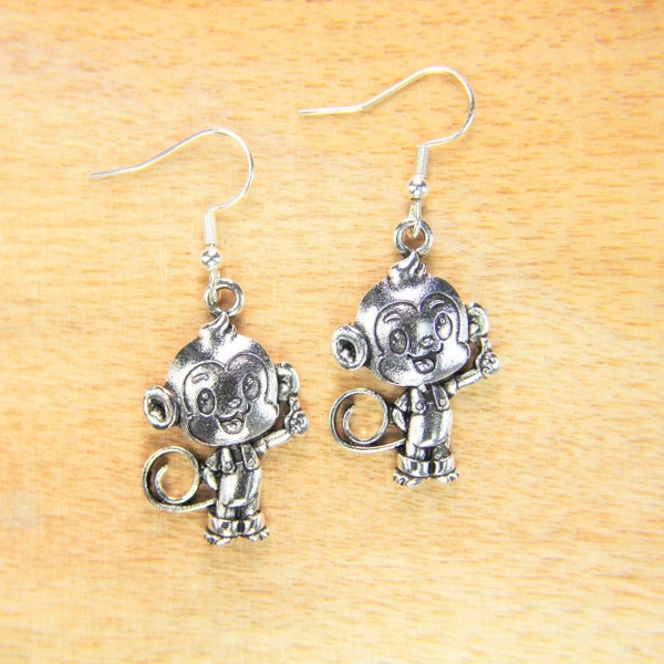 Monkey Earrings Silver Monkey Charm Earrings Wild Animal Charm Monkey Pendant  Cute Monkey Gift Personalized Gift