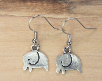 Little Elephant  Earrings Silver Elephant Charm Earrings  Cut Elephant Jewelry Animal Pendant  Elephant Jewelry Wild Animal Charm Earrings