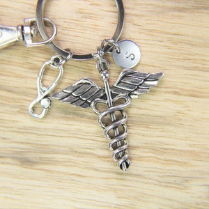 Medical Caduceus Charm Doctor Nursing Student Gift Medical Student Graduation Gift Stethoscope Gift Personalized Keychain Christmas Gift