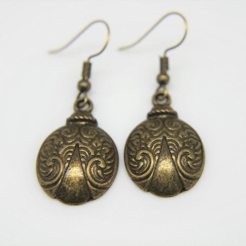 Bronze Scarab Charm Earrings Beetle Earrings Insect Gift Insect Charm Scarab Jewelry Personalized Earrings