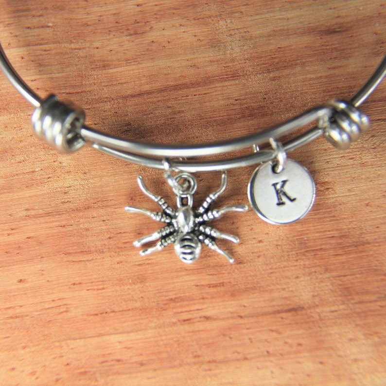 Spider Charm Bracelet Spider Charm Bangle Spider Charm Spider Etsy