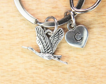 Silver Crane Charm Keyring Bird Charm Animal Gift Mother's Day Holliday Gift Valentine's Day Pendant Personalized Necklace Initial Necklace
