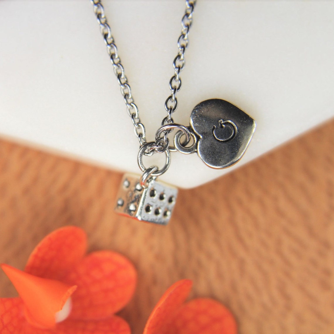 Dice Necklace Silver Dice Charm Necklace Gambling Pendant - Etsy