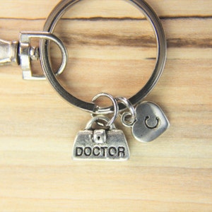 Silver Doctor Bag Charm Keychain Doctor Bag Charm Keychain Doctor Bag Pendant Doctor Bag Key ring Personalized Keychain Initial Keycharm