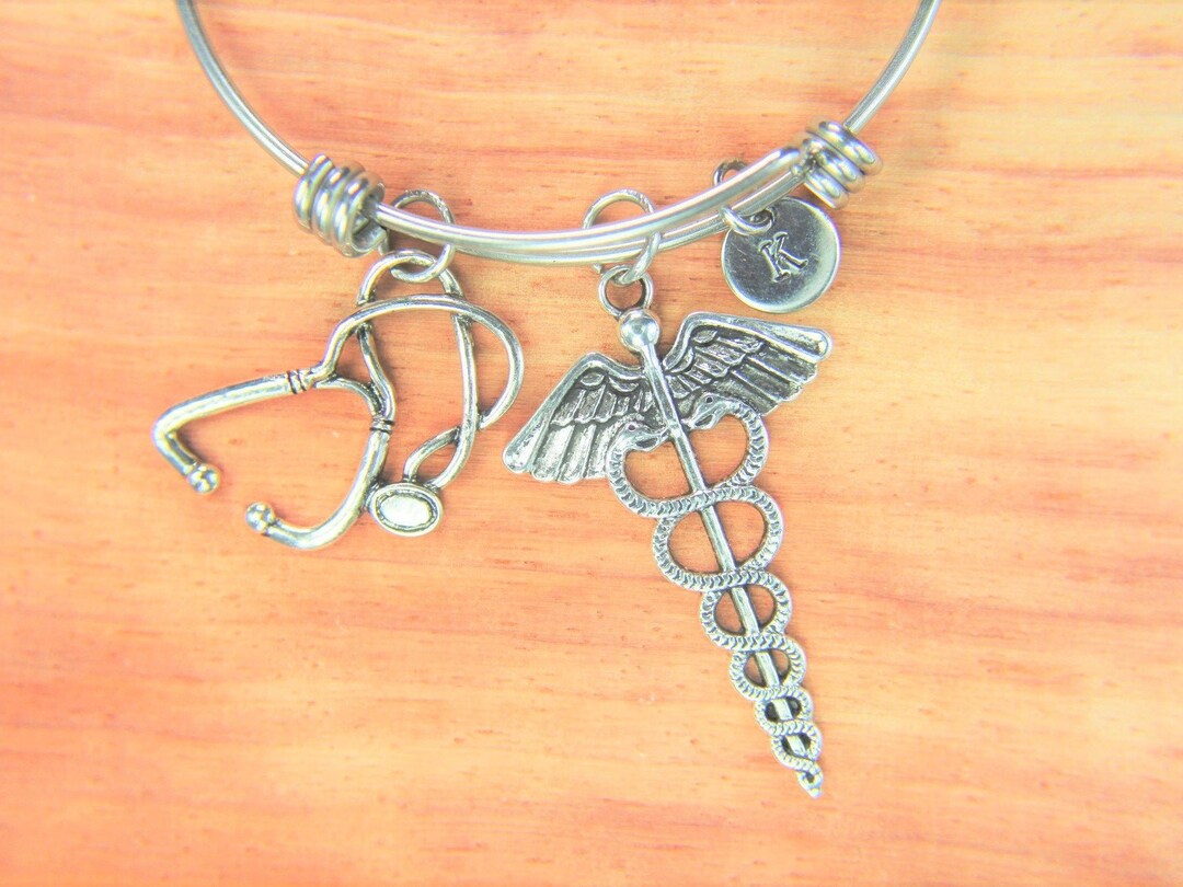 RN Caduceus Charm Bead For Nurse Bracelets – Fits Pandora, Biagi, Chamilia & More, 5mm Hole - View #6