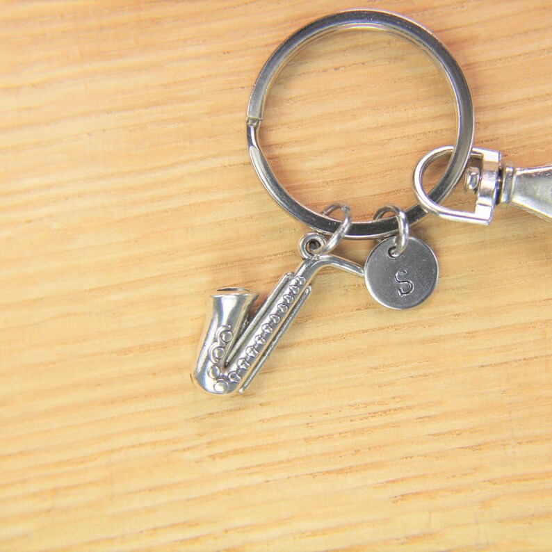 Music Gift Saxophone Keychain Saxophone Key Ring Silver Etsy
