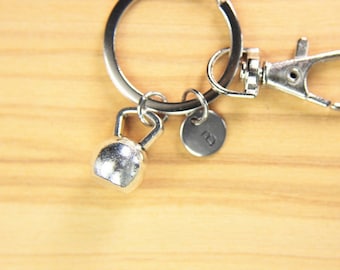 Silver Dumbbell Charm Keyring Fitness Pendant Kettlebell Gift Sport Charm Athlete Gift Workout Exercise Gift Fitness Gift Personalized Gift