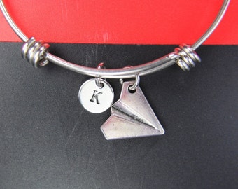 Paper Plane Bracelet Paper Plane Charm Bangle Paper Plane Gift Paper Plane Pendant Mother's Day Gift Mom Gift Personalized Gift