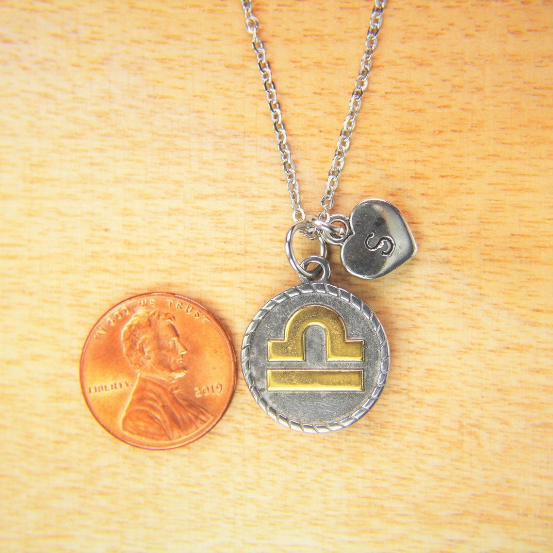 Stainless steel Libra Charm Necklace Silver Libra Charm Etsy