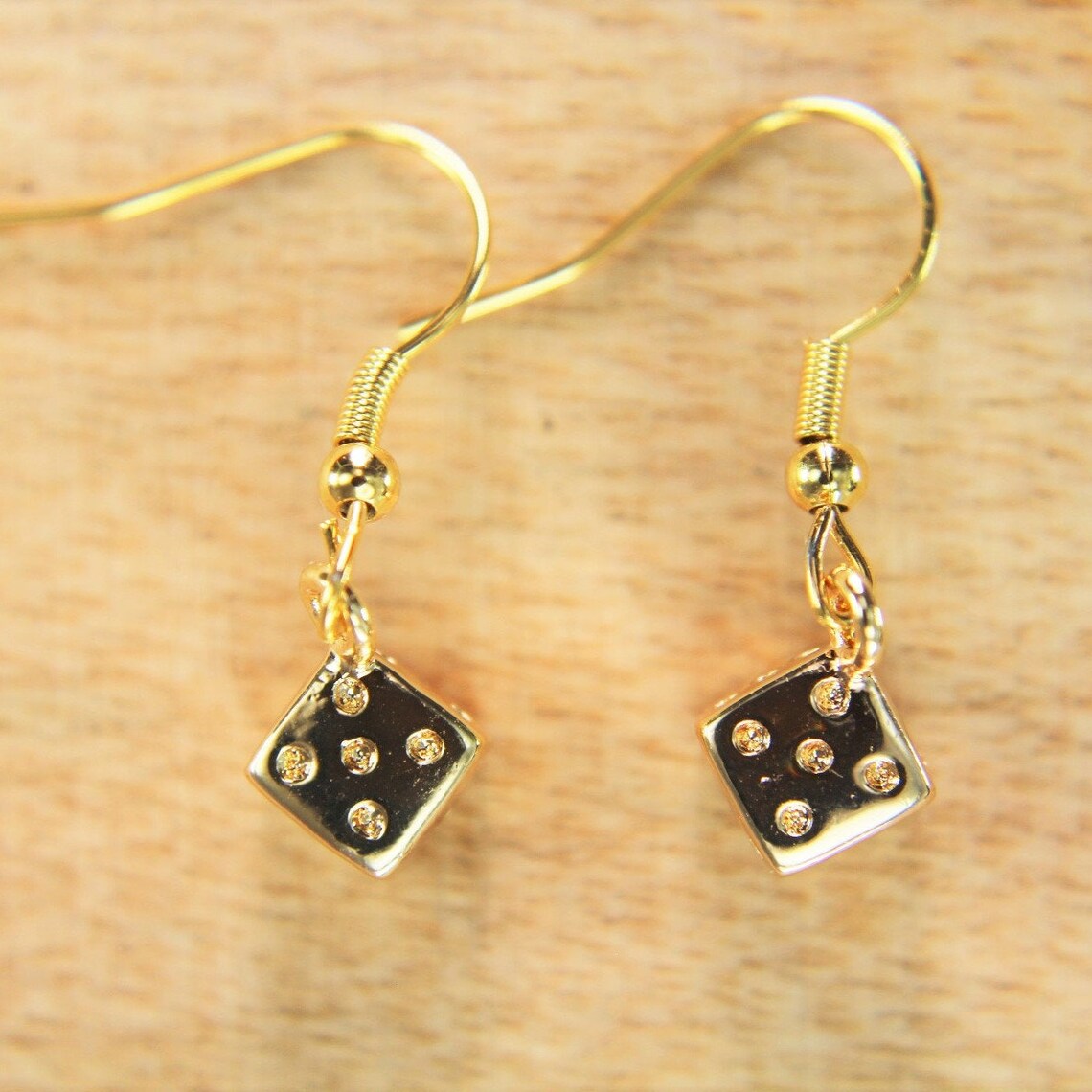 Gold Plated Dice Earrings Dicer Charm Lucky Dice Charm Dice Etsy UK