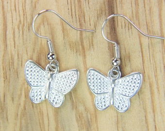 Butterfly Earrings Silver Butterfly Charm Earrings Insect  Jewelry Butterfly Gifts  Outdoor Gift Butterfly Pendant Insect Gifts Personalized