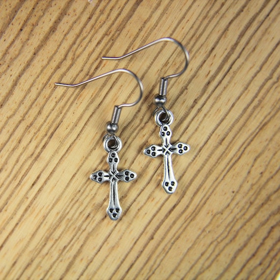 Cross charm best sale earrings