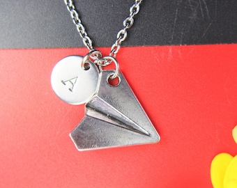 Best Christmas Gift Paper Plane Necklace Origami Paper Pendant Silver Paper Plane Charms Traveler Gift Birthday Gift Personalized Gift