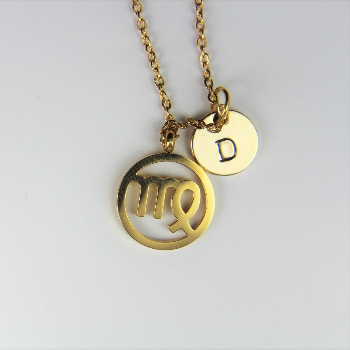 Gold Virgo Charm Necklace Virgo Sign of Zodiac Necklace Etsy