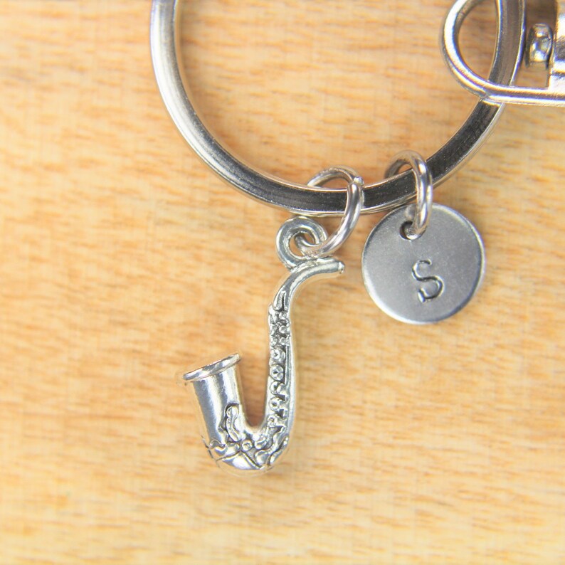 Music Gift Saxophone Keychain Saxophone Key Ring Silver Etsy