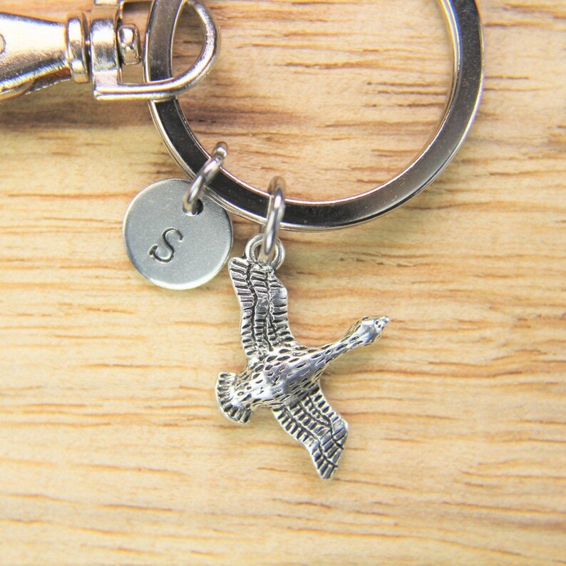 Silver Goose Charm Keychain Flying Bird Charm Keychain Duck Etsy