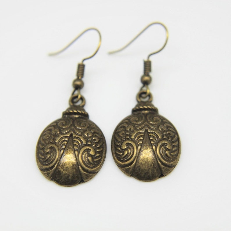 Bronze Scarab Charm Earrings Beetle Earrings Insect Gift Insect Charm Scarab Jewelry Personalized Earrings