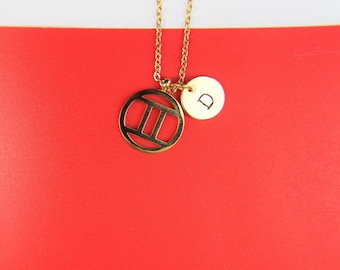 Gold Gemini Charm Necklace Gemini  Necklace Gemini Sign of Zodiac Constellation Zodiac Gif Constellations Necklace  Personalized Necklace