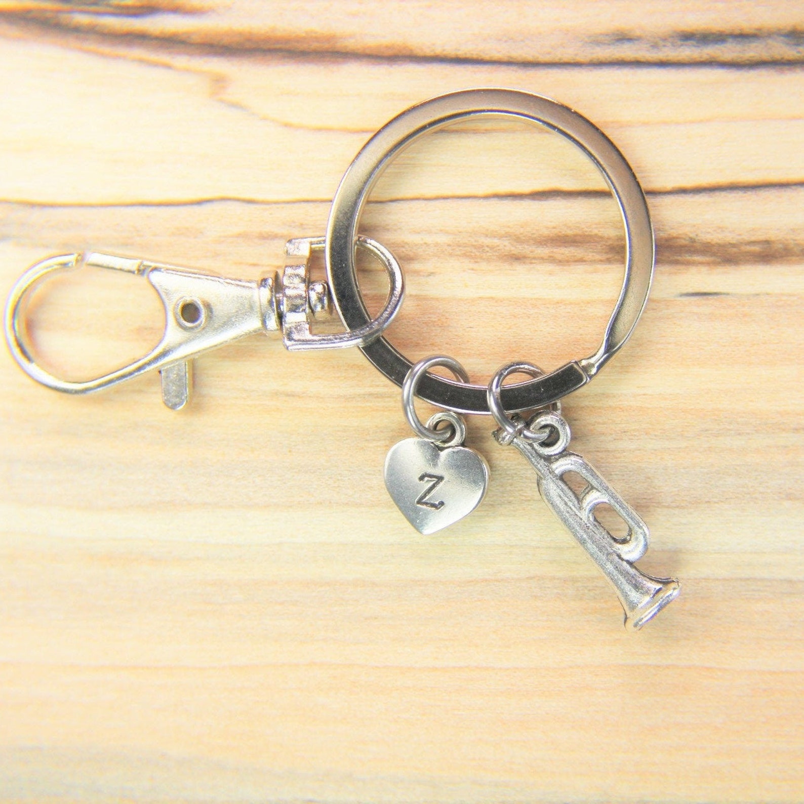 Silver Bugle Charm Keychain Music Keychain Trumpet Gift Bugle Etsy