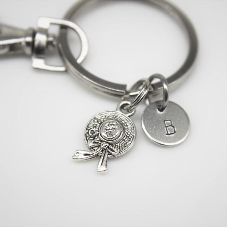 Silver Hat with Bowknot Charm Keyring Hat Keyring Hat with Bowknot Gift Hat Charm Hat Pendant Initial Charm
