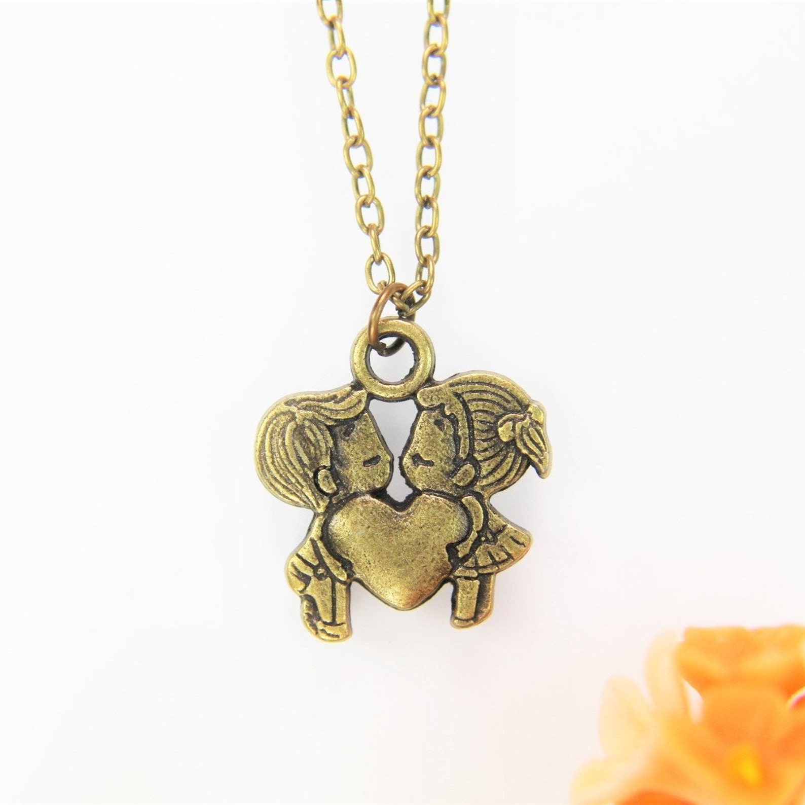 Cute Boy and Girl Necklace Boyfriend Gift Girlfriend Gift Boy Etsy