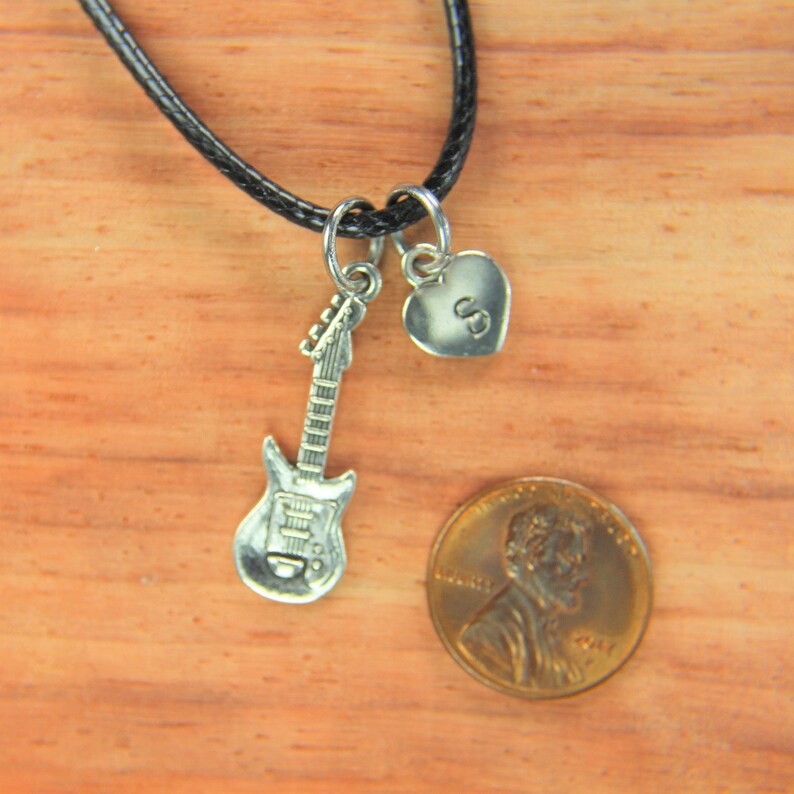 Guitar Necklace Wax Cord With Guitar Charm Necklace Music Etsy