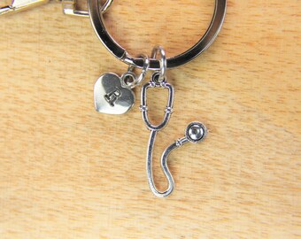 Silver Stethoscope Charm Keychain Medical Student Gift Doctor Gift Nurse Gift Christmas Gift Birthday Gift Friends Gift Personalized Gift