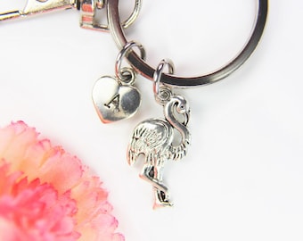 Flaming Charm Christmas Gift Silver Flamingo Charm Keychain Flamingo Shape Gift Bird Charm Animal Gift Mom Gift Personalized Gift
