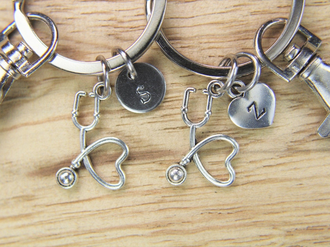 Set of 2 Stethoscope Charm Keychain Stethoscope Keychain Etsy
