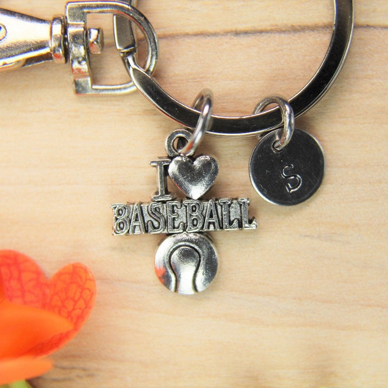 Silver I Love Baseball Charm Keychain Baseball Charm Keyring Etsy