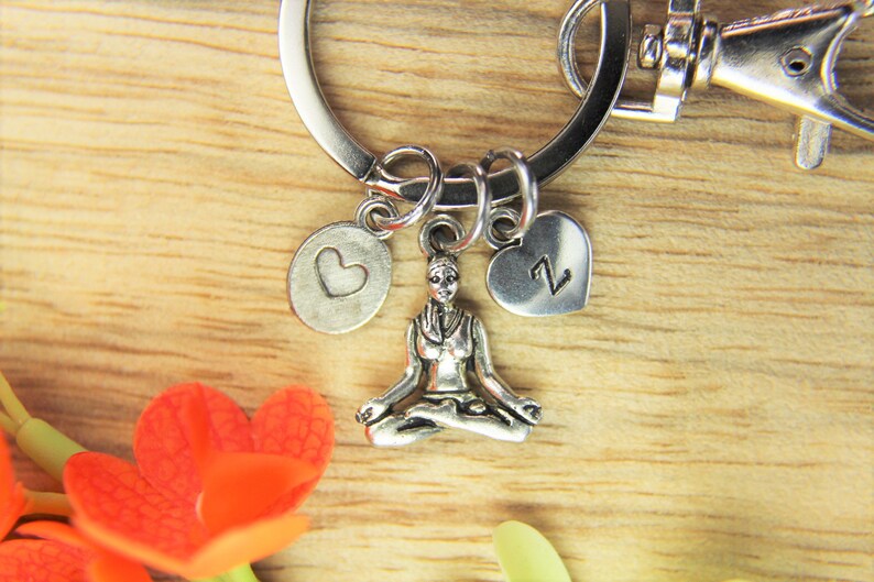 Yoga Keychain Silver Yoga Charm Keychain Yogi Charm Love Gift Etsy