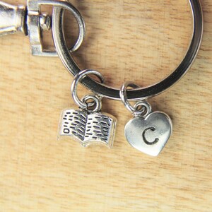 Silver Open Book Charm Keychain Open Book Charm Keychain Personalized ...