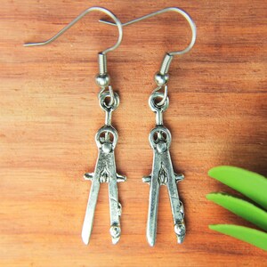 Sliver Architect Earrings Compass Earrings Pencil Gifts Architect Jewelry Personalized Compass Pendanta image 6