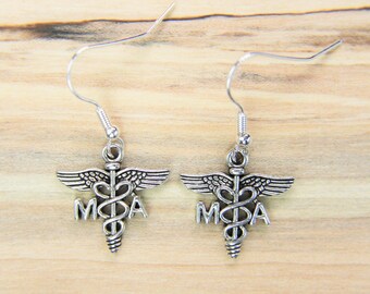 Medical Assistant Charm Medical Assistant Earrings Medical Assistant Pendant MA Gift MA Caduceus Gift Personalized