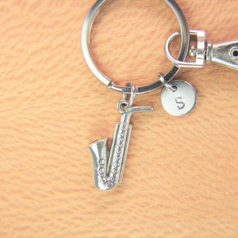 Music Gift Saxophone Keychain Saxophone Key Ring Silver Etsy