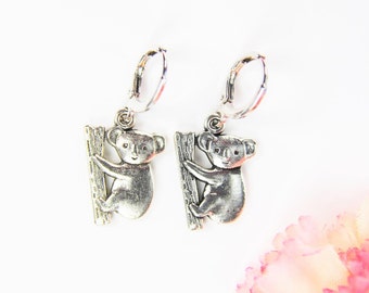 Christmas Gift Koala Bear Earrings Silver Koala Bear Charm Koala Bear Gifts Animal Charm Birthday Gift Christmas Gift Zoo Gift Personalized