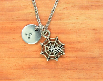 Spider web Necklace Silver Spider web Charm Halloween Charm Insect Gift Spider Pendant Spider Gifts Spider web Jewelry Personalized