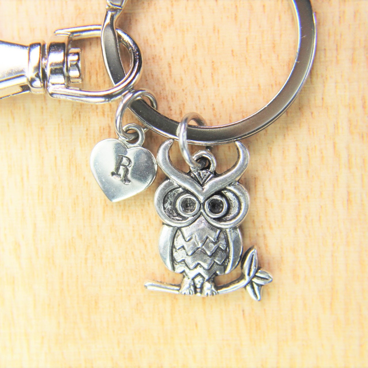 Owl Charm Silver Owl Charm Keychain Owl Charm Keyring Bird Gift Halloween Gift Outdoores Gift Person