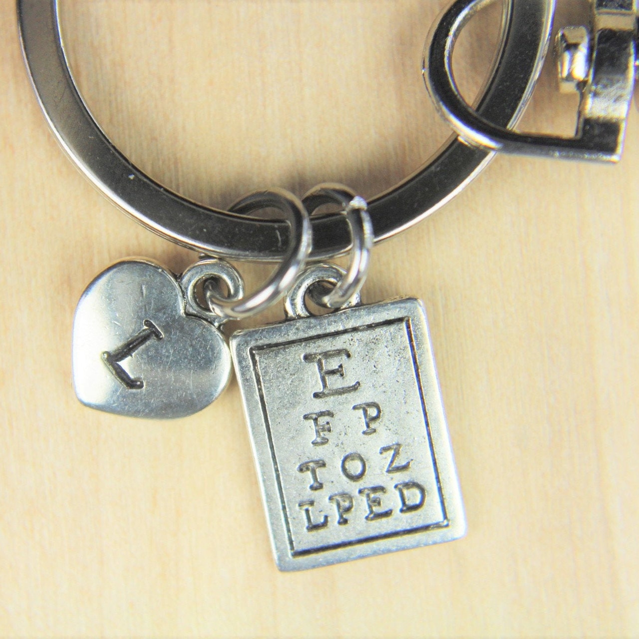 Eye Chart Keychain Silver Eye Care Charm Keychain Vision Jewelry ...