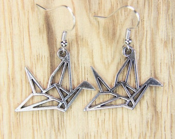Origami Crane Earrings Silver Bird Charm Earrings Origami Crane Charm Mother's Day  Valentine's Day Birthday Gift Animal Gift Personalized