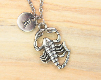 Scorpion Necklace Silver Scorpion  Charm Necklace Scorpion Charm Customized  Scorpion Jewelry Personalized Necklace Initial Charm