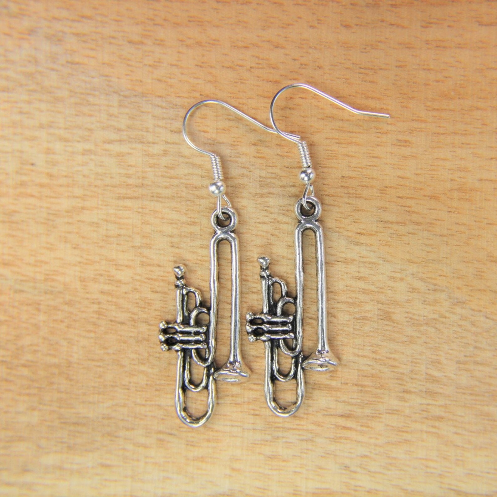 Trombone Earring Silver Trombone Charm Earring Band Gift Etsy