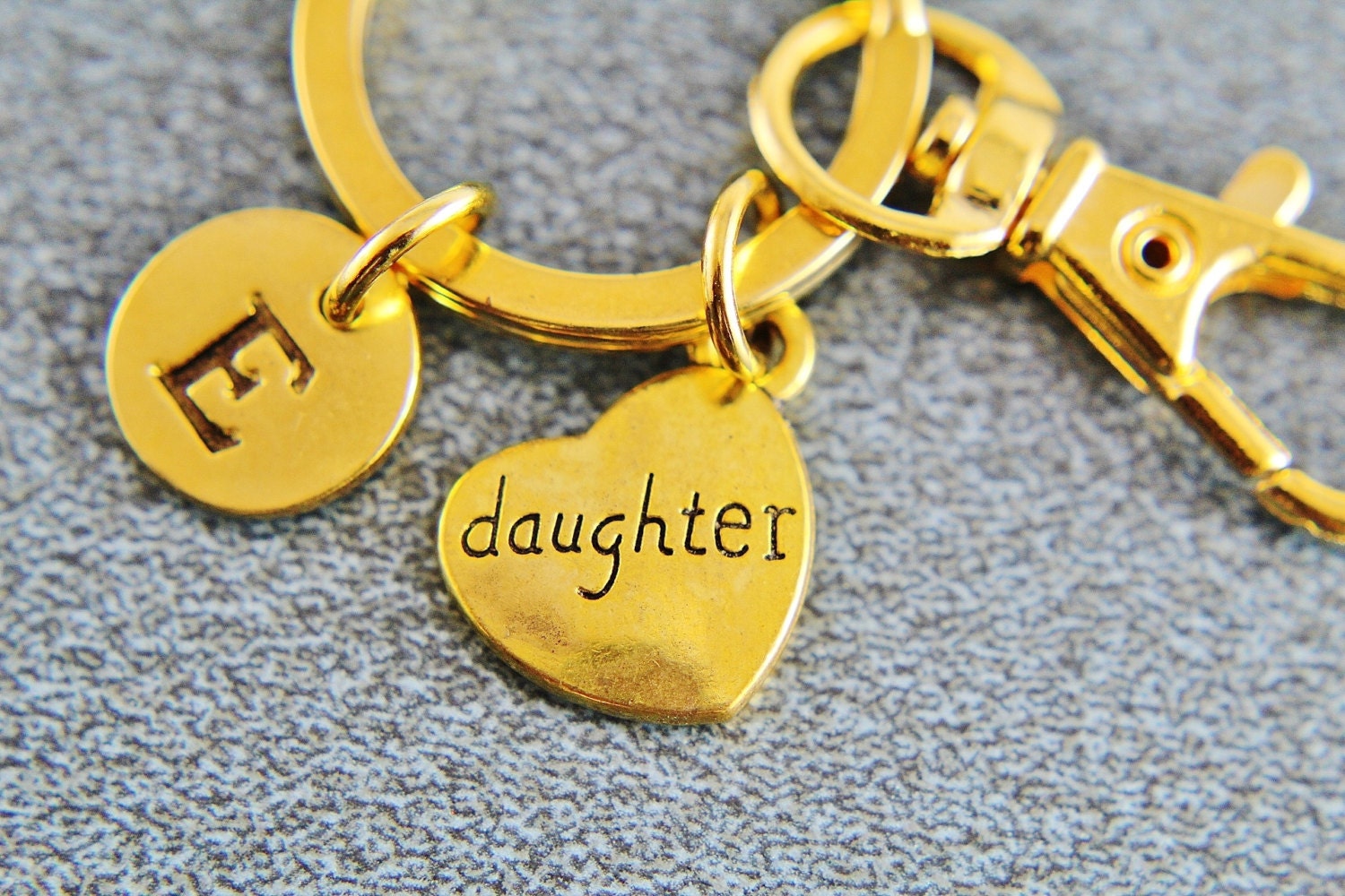 Gold Daughter Charm Keychains Daughter Keychain Daughter Etsy Nederland
