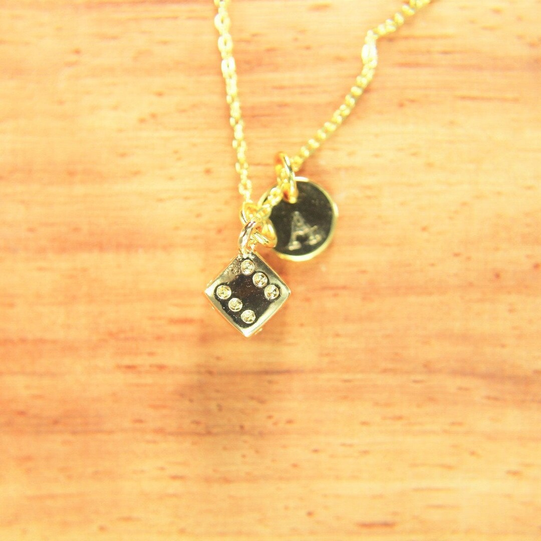 Dice Necklace Gold Plated Dice Charm Gambling Charm Lucky Dice Charm